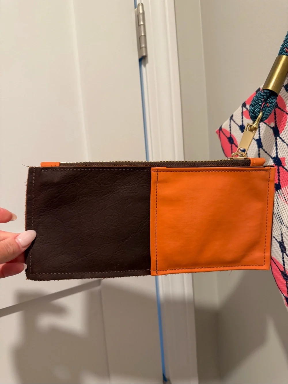 Wildwood oyster Co & Rugged Seas collab Brown Leather Wristlet Clutch
